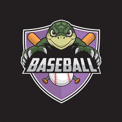 baseball club logo turtle vector illustration design