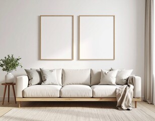 Double A3 Poster Frame Mockup in Scandinavian Living Room