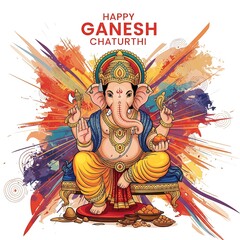 Happy ganesh chaturthi festival colorful illustration