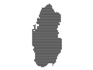 Horizontal Lines Vector Map of Qatar Medium