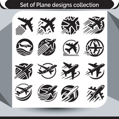 Best Logotype Icons of Airplanes in Silhouette Design