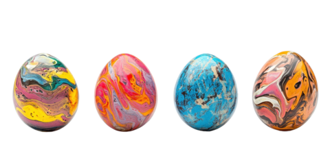 colorful painted easter eggs isolated on transparent background