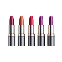 Fototapeta premium Variety of Vibrant Lipstick Colors Arranged Stylishly for Cosmetic and Beauty Product Showcase on transparent background