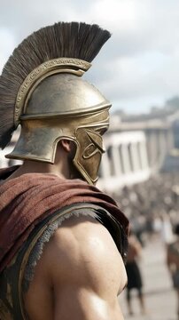 Fearless Spartan: spear clash, shield protection, intense gaze, warrior valor, heroic advance, battle cry, swift strike, ancient might, strategic skill, warrior discipline