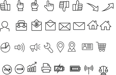 set of icons for web design  vector illustration black and white color  line art icon design