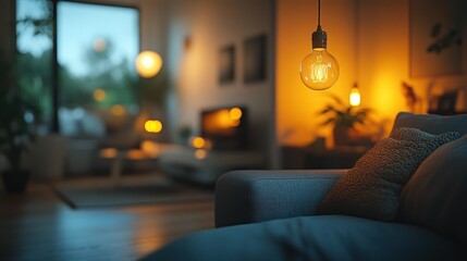 Cozy living room at twilight
