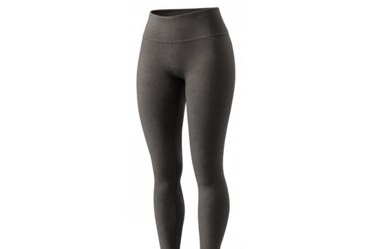 Dark gray leggings hugging athletic silhouette, revealing streamlined fabric details with sleek minimalist styling