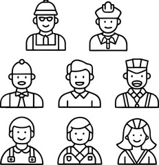 Fototapeta premium Colorful cartoon vector icon set of diverse business people avatars
