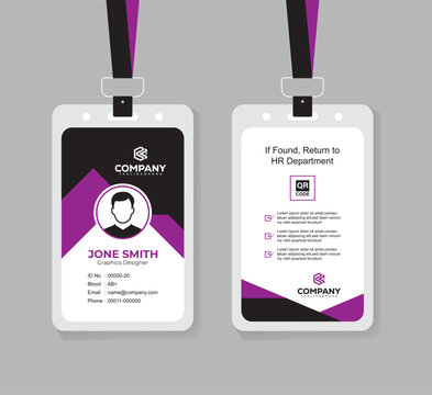 Clean and Professional ID Card Design Vector Template  with QR Code for Staff and Business Use 