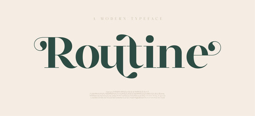 Routine minimal luxury font alphabet logo. Typography beauty fashion elegant minimalist serif italic fonts decorative wedding vintage retro logos. vector illustration
