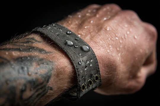 Waterproof Wristband with Water Droplets. - Powered by Adobe