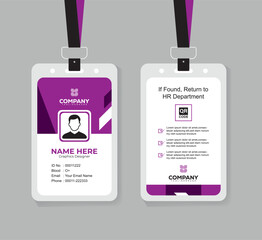 Clean and Professional ID Card Design Vector Template  with QR Code for Staff and Business Use 