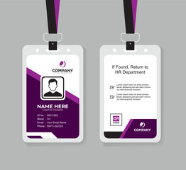 Clean and Professional ID Card Design Vector Template  with QR Code for Staff and Business Use 
