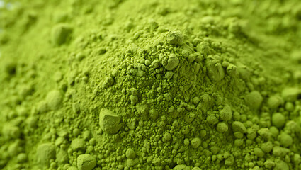 Obraz premium Close up view of fine matcha green tea powder