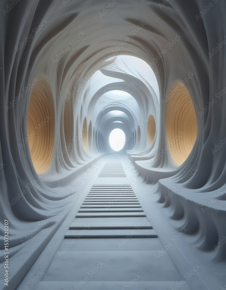 Fototapete futuristic architectural passage: an artistic rendering presents an ethereal architectural marvel of