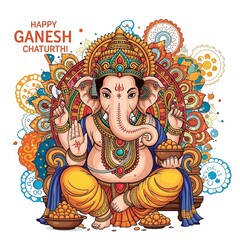 Happy ganesh chaturthi lord ganesha illustration