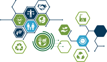 CSR (Corporate Social Responsibility) Template design for Sustainability development and Global Green Industries Business concept, EPS 10 Vector illustration