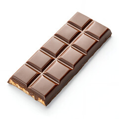 Fototapeta premium Gourmet chocolate bar unwrapped with textured surface on white background 