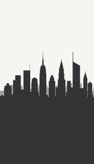 Obraz premium City skyline silhouette in minimalist style with neutral background 