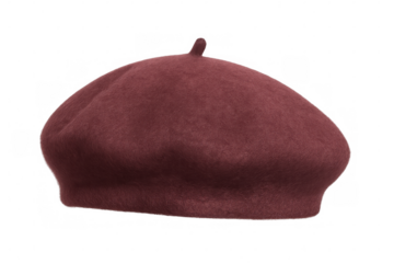 Red beret isolated on transparent background, perfect for fashion projects or vintage-inspired designs