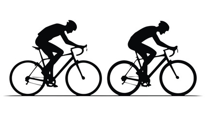 Obraz premium silhouette of a Two cyclist on a bicycle isolated