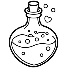 Heart shaped potion bottle with bubbles and cork