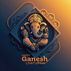 Happy ganesh chaturthi celebration card with lord ganesha illustration