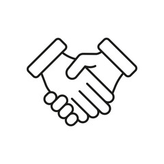 Handshake Agreement Line Icon. Business Partnership, Collaboration, And Trust Outline Symbol. Professional Relationship And Deal-Making. Editable Stroke. Isolated Vector Illustration