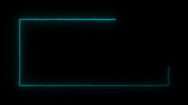 blue neon light animated in a frame for text on black background
