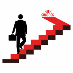 Fototapeta premium Businessman and the path to success vector art illustration