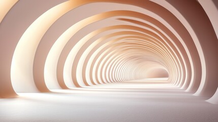 Obraz premium Elegant arched tunnel. Soft, warm light guides through