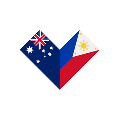 friendship concept. heart shape icon of australia philippines flags. vector illustration isolated on white background