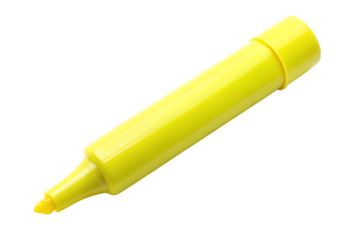 Bright Yellow Highlighter Pen isolated On Transparent Background 
