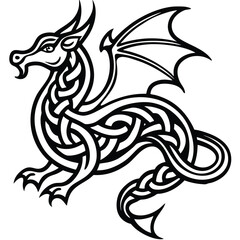 Celtic knotwork dragon design illustration