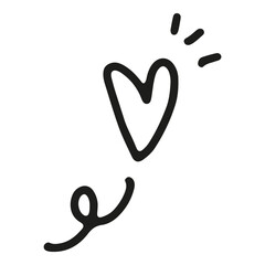 Minimalist doodle heart with playful lines and accents, transparent background