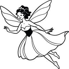 Beautiful fairy flying in dress with wings