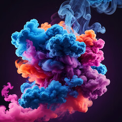 Obraz premium Abstract Pink Purple Orange Blue Smoke Cloud Digital Art 