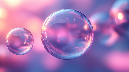 Bubbles floating gracefully against a colorful blurred background filled with soft hues and sparkling lights