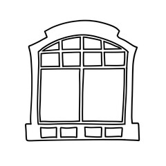 Vector illustration of a vintage arched grid window