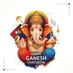 Vibrant illustration of lord ganesha for happy ganesh chaturthi