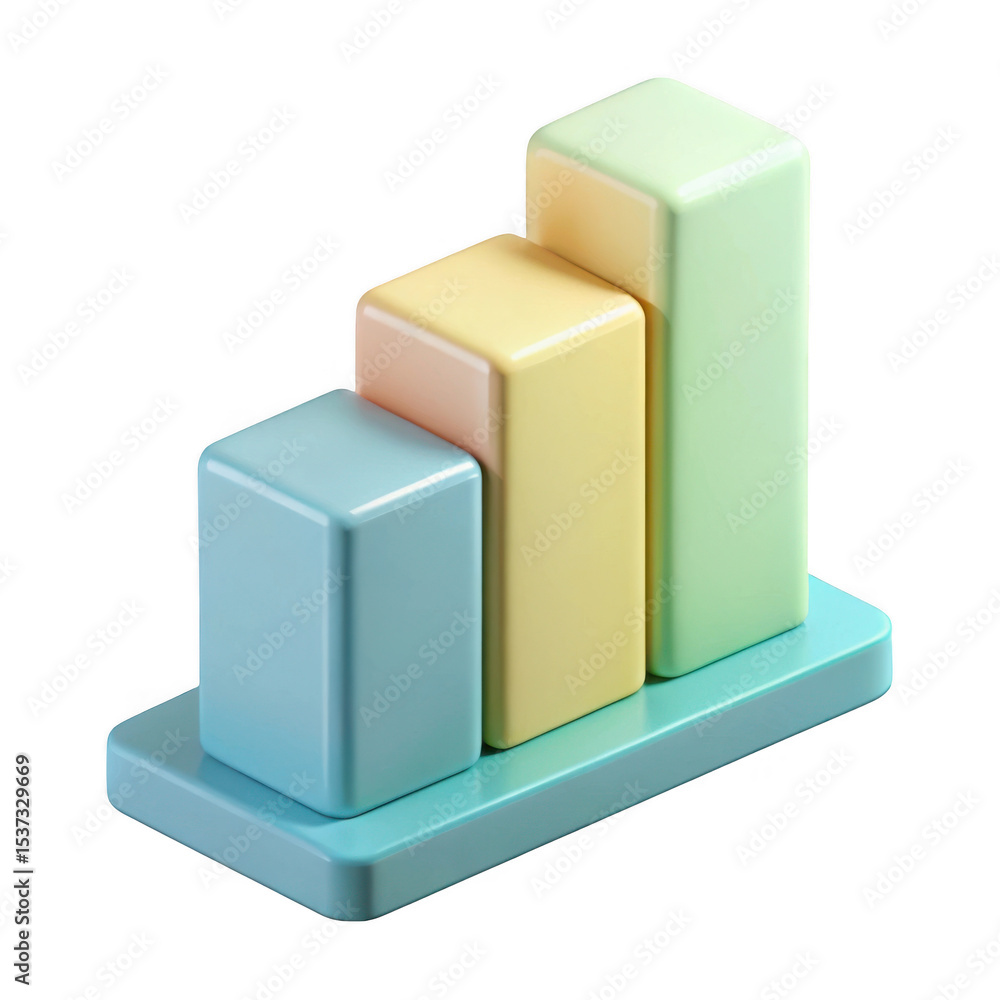 Aufkleber 3d pastel color bar graph chart isolated on transparent background