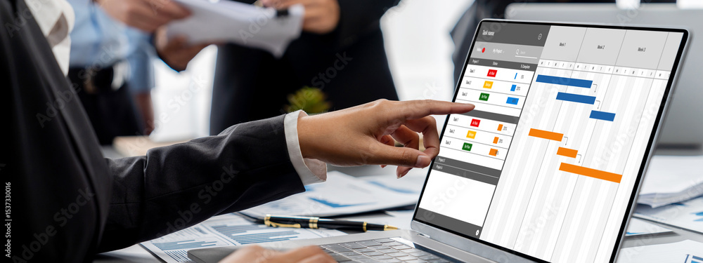 Poster business intelligence and data analysis concept. analyst team working on financial data analysis das