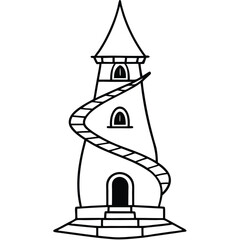 Whimsical fairytale tower with spiral staircase