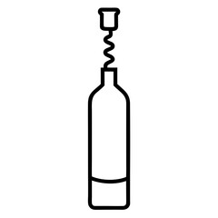 wine bottle and corkscrew