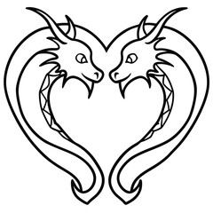 Two dragons forming a heart shape design