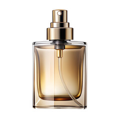 realistic perfume spray bottle with cap and shadow isolated on transparent background
