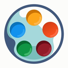 Colorful palette design for digital art creation on white background