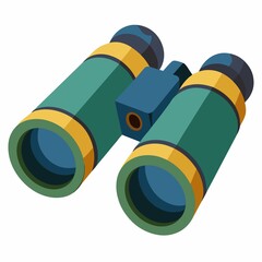 Vector illustration of teal and gold field glasses on white background