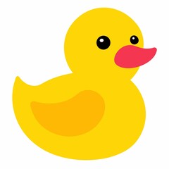 Cartoon rubber ducky illustration for kids design on white background