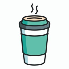Hot beverage in a cup to go coffee or tea cartoon on white background